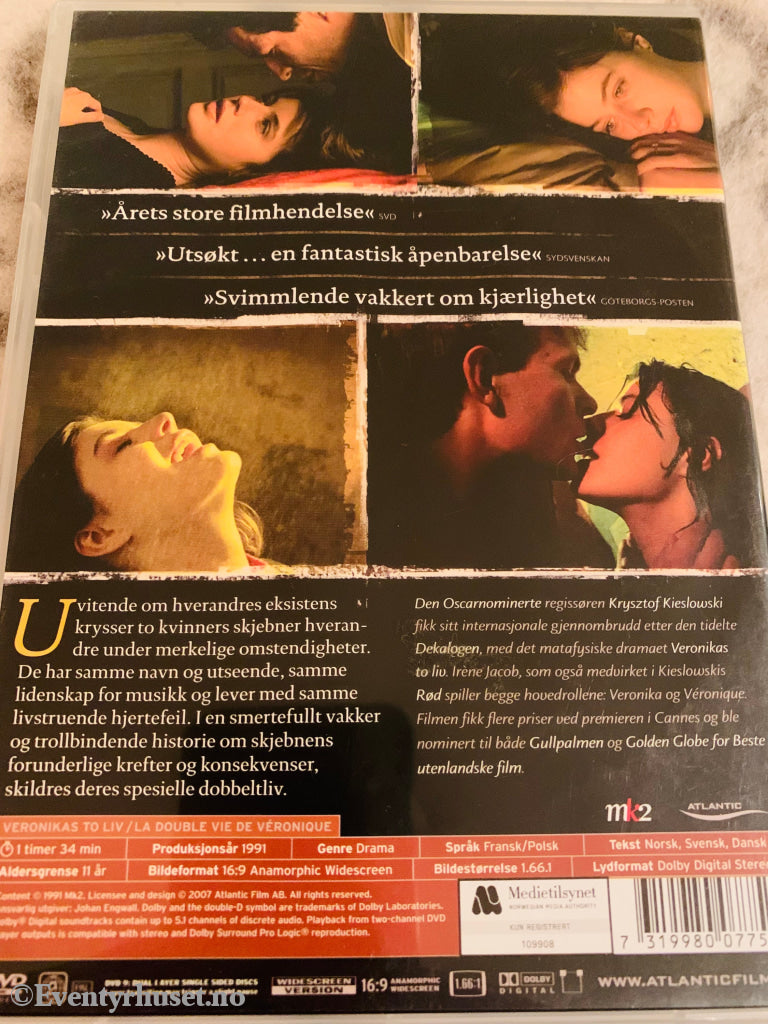 Kieslowski’s Veronikas To Liv. 1991. Dvd. Dvd