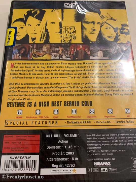 Kill Bill Vol. 1. 2003. Dvd. Ny I Plast! Dvd