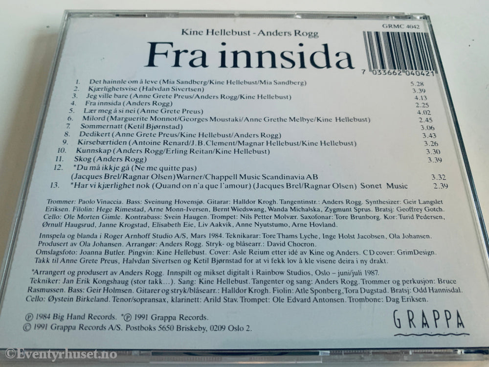 Kine Hellebust & Anders Rogg 1991. Fra innsida. CD singel
