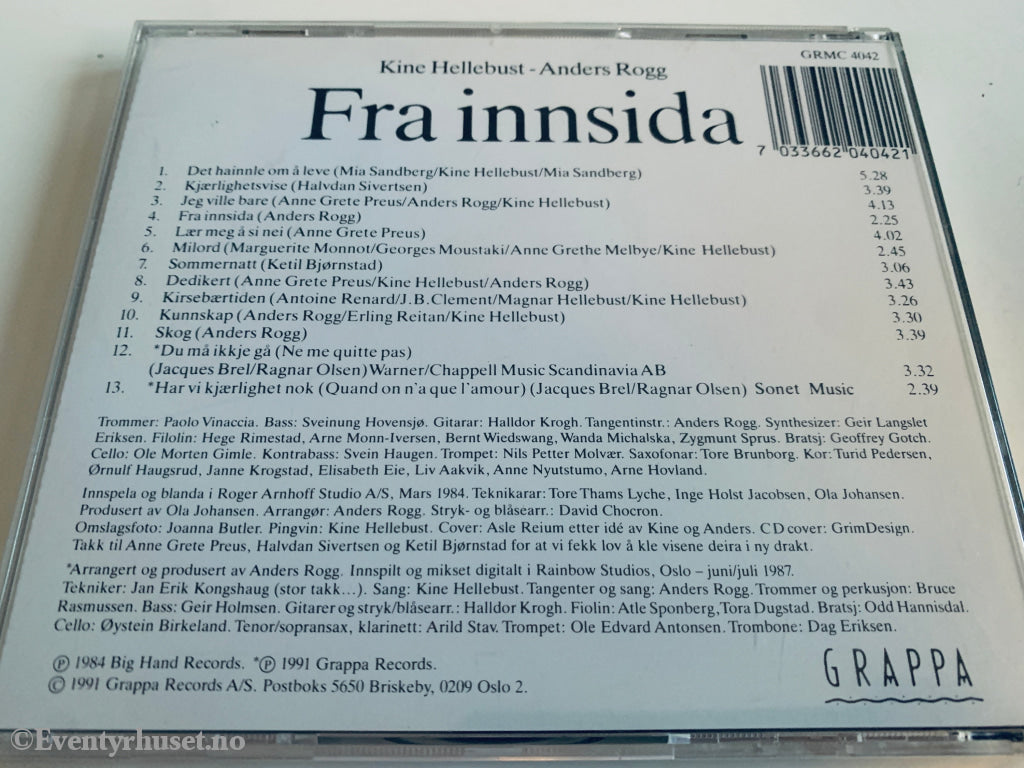 Kine Hellebust & Anders Rogg 1991. Fra innsida. CD singel