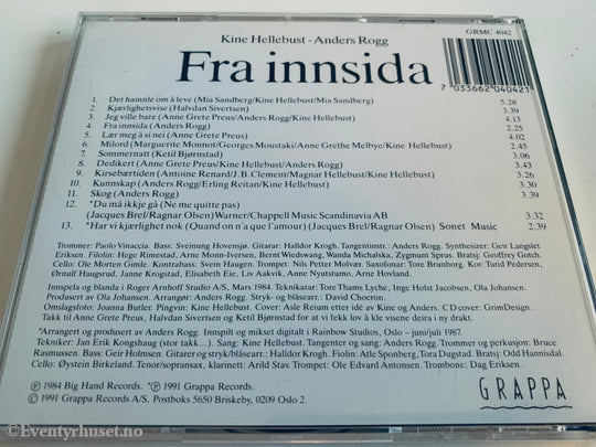 Kine Hellebust & Anders Rogg 1991. Fra innsida. CD singel