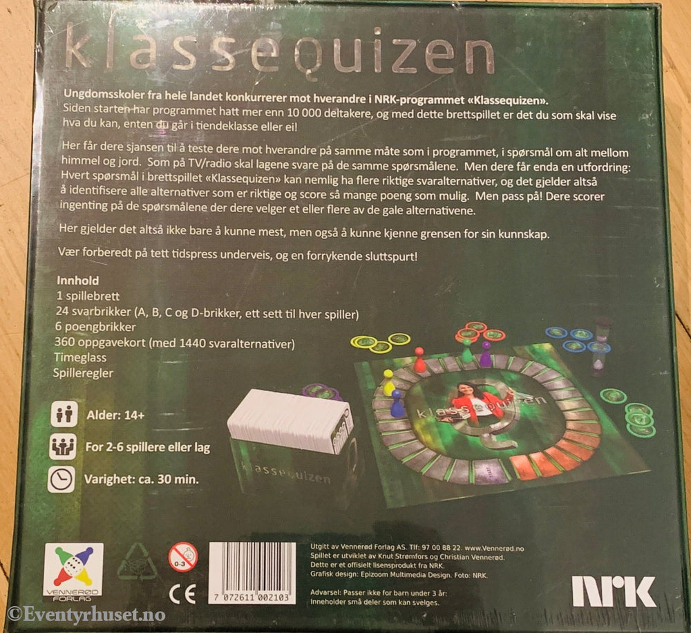 Klassequizen. Brettspill. Ny i plast!