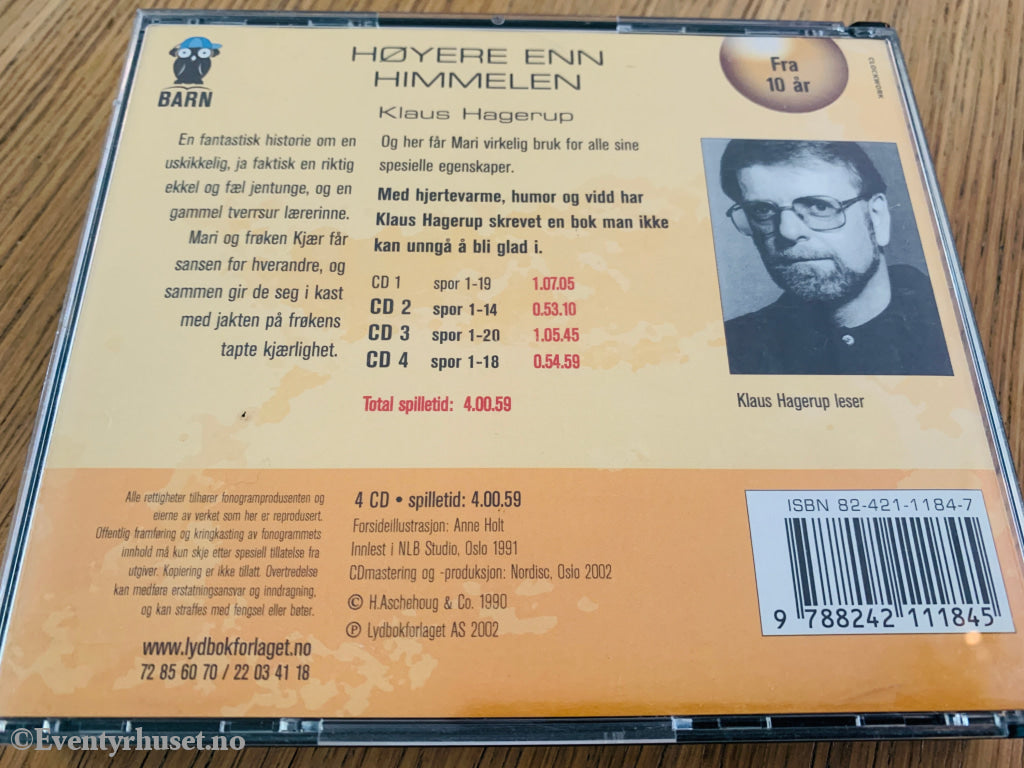 Klaus Hagerup. 1990. Høyere enn himmelen. Lydbok på CD.