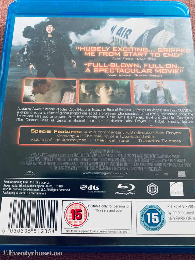 Knowing. Blu-ray.