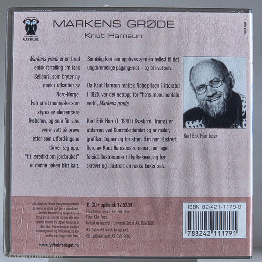 Knut Hamsun 1917 Markens grøde. Lydbok på CD.
