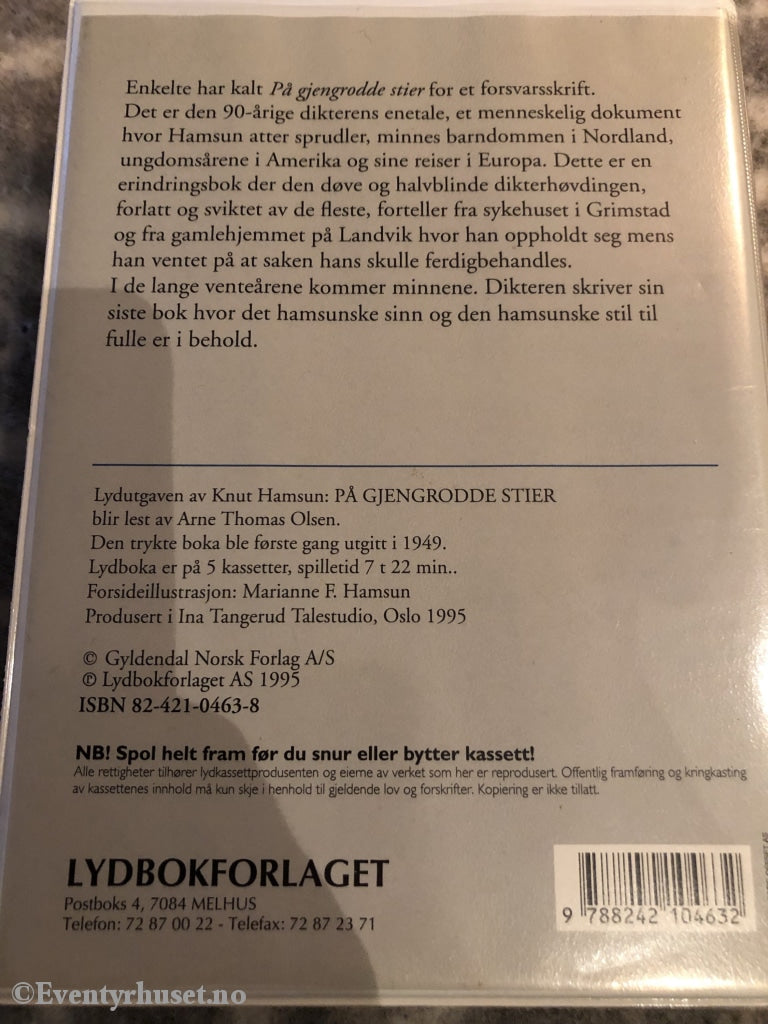 Knut Hamsun. 1995. På Gjengrodde Stier. Lydbok På 6 Kassetter. Kassettbok