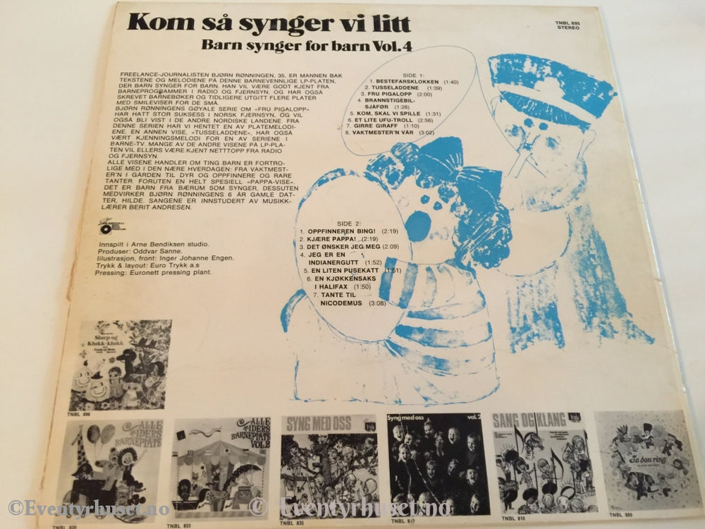 Kom Så Synger Vi Litt. Barn For Barn Vol.4. 1973. Lp. Lp Plate