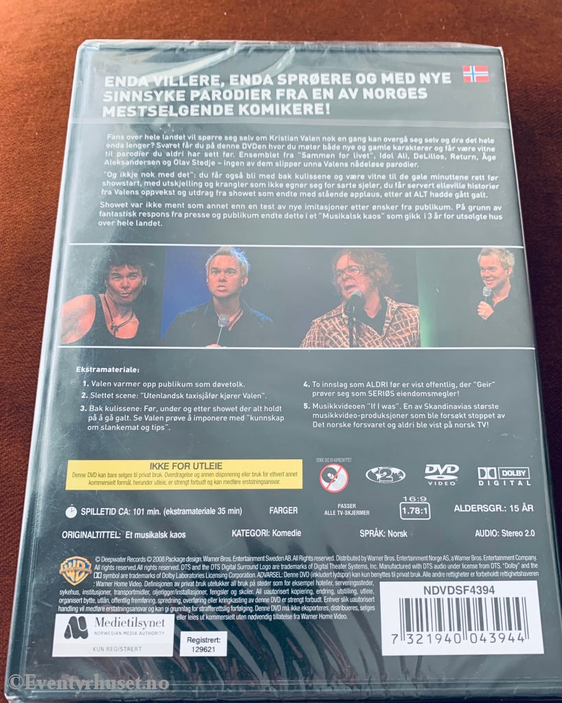 Kristian Valen - Et Musikalsk Kaos. Dvd. Ny I Plast! Dvd