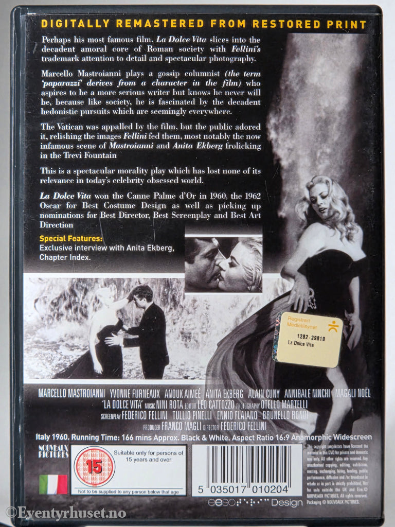 La Dolce Vita. 1960. DVD.