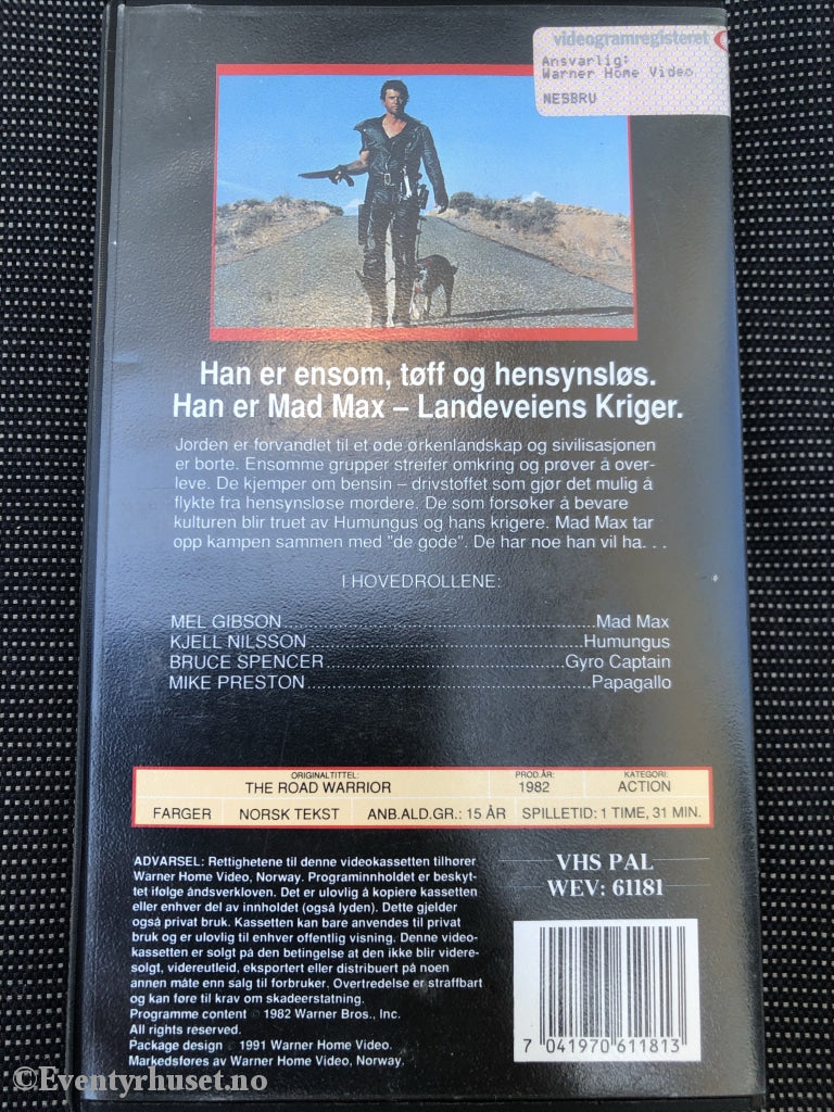 Landeveiens Kriger (The Road Warrior). 1982. Vhs. Vhs