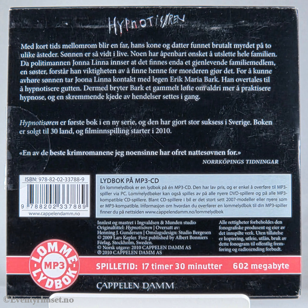 Lars Kepler 2009 Hypnotisøren. Lydbok på CD.