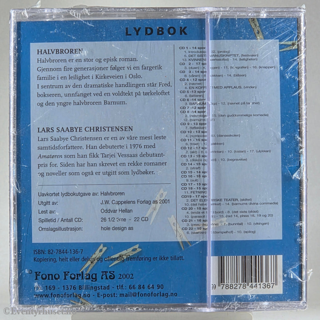 Lars Saabye Christensen (2001). Halvbroren. Lydbok på CD. Ny i plast!
