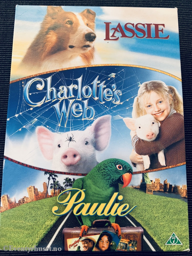 Lassie / Charlottes Web Paulie. Dvd Samleboks.
