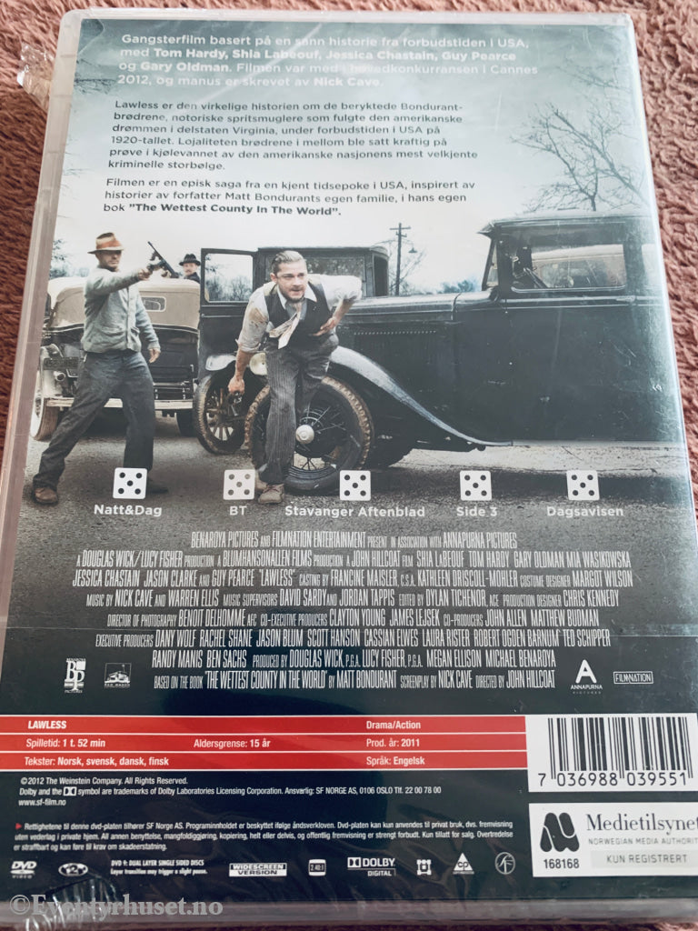 Lawless (2012). DVD. Ny i plast!
