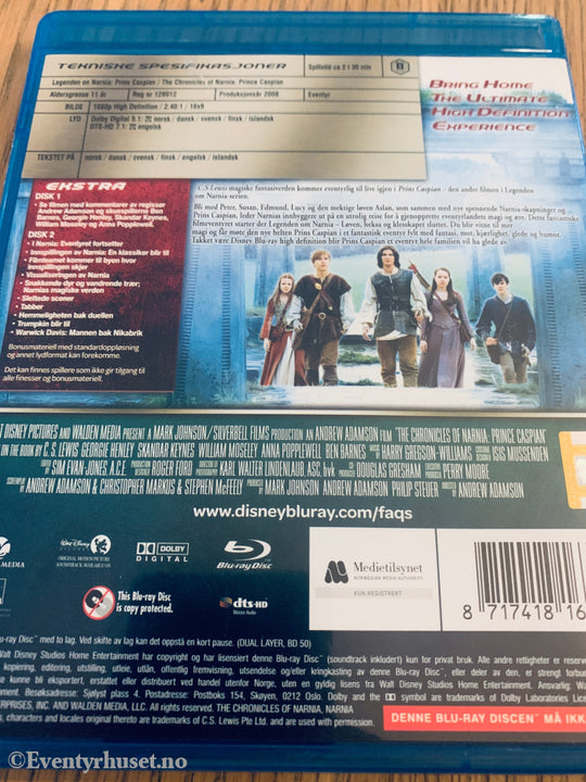Legenden om Narnia: Prins Caspian (2008). Blu-Ray.