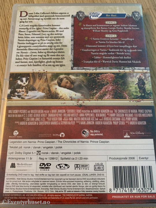 Legenden Om Narnia: Prins Caspian. Disney Dvd. Dvd