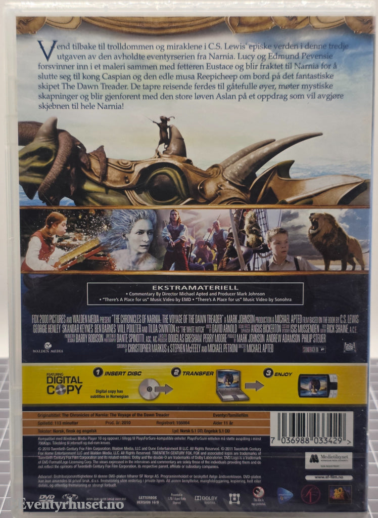 Legenden om Narnia – Reisen til det ytterste hav. 2010. DVD. Ny i plast!