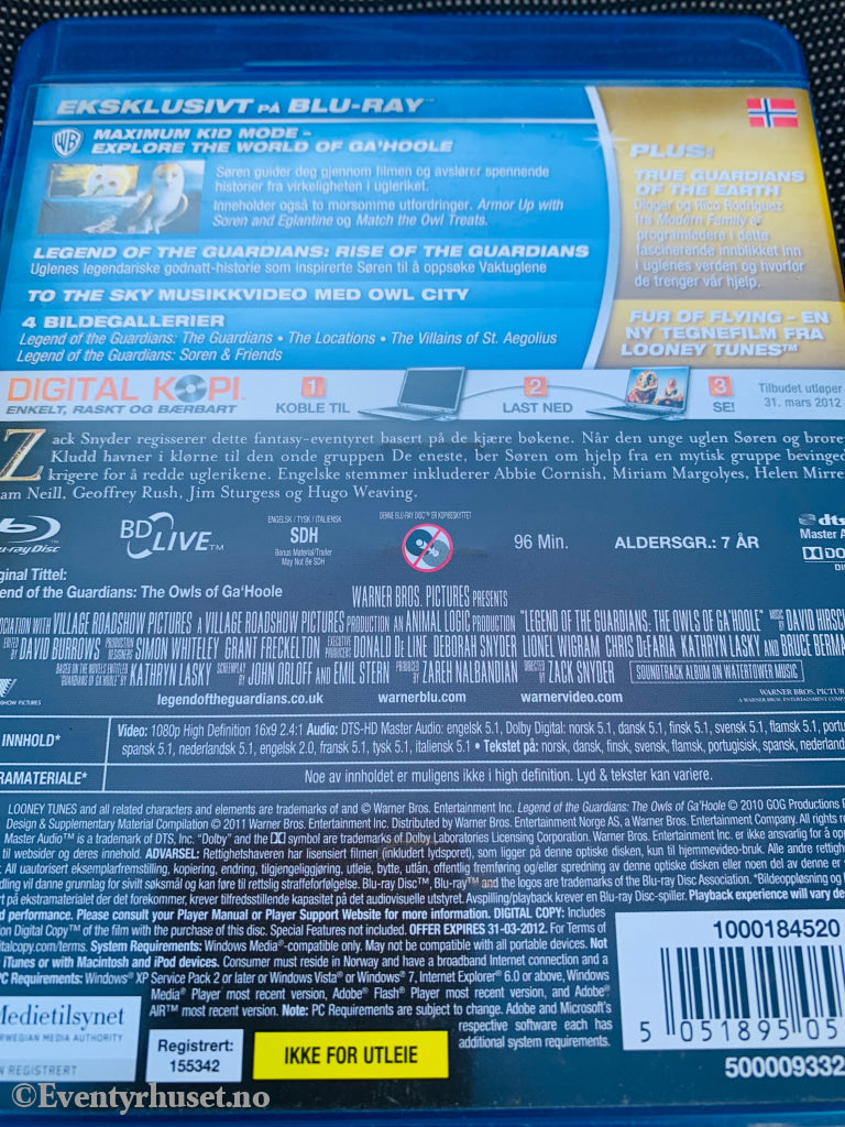 Legenden Om Vaktuglene. Blu-Ray. Blu-Ray Disc