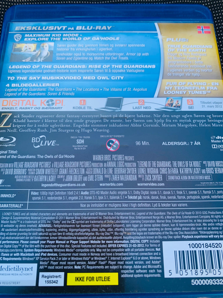 Legenden Om Vaktuglene. Blu-Ray. Blu-Ray Disc