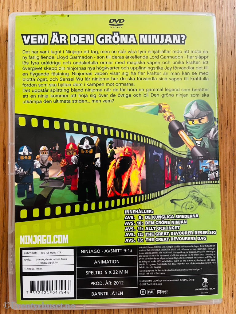 LEGO Ninjago: Masters of Spinjitzu Avsnitt 9–13 2012 DVD. Svensk utgave.