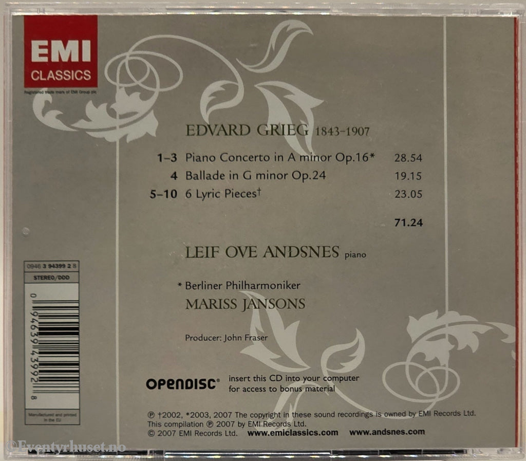 Leif Ove Andsnes - Ballad for Edvard Grieg (2007). Musikk-CD.