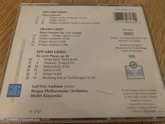 Leif Ove Andsnes – Grieg: Piano Concerto / Liszt: Piano Concerto No. 2. 1993. CD.