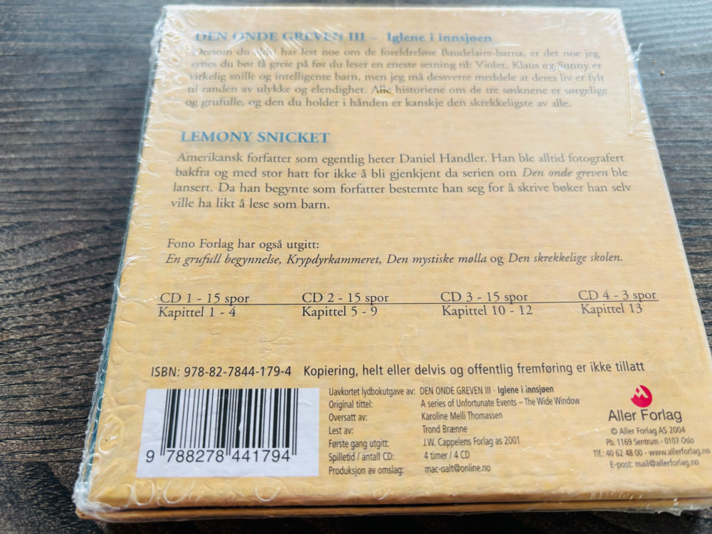 Lemony Snicket – Den onde greven: Iglene i innsjøen. Lydbok på CD. Ny i plast!