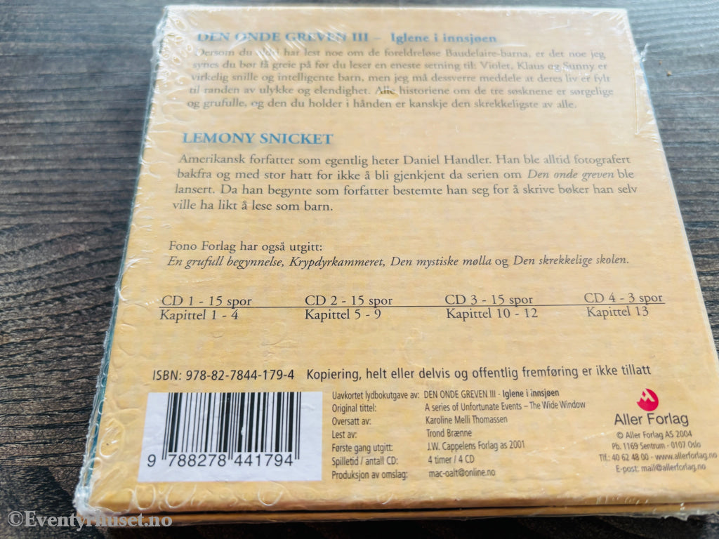 Lemony Snicket – Den onde greven: Iglene i innsjøen. Lydbok på CD. Ny i plast!