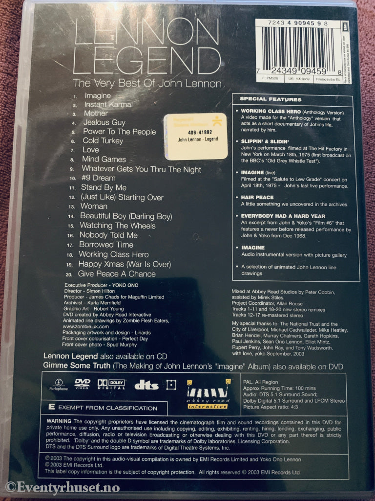 Lennon Legend – The Very Best of John Lennon. DVD.