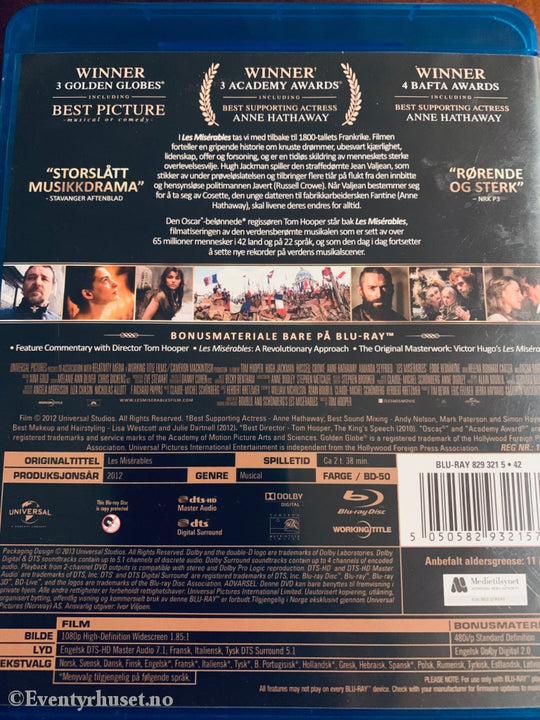 Les Misérables. 2013. Blu-Ray. Blu-Ray Disc