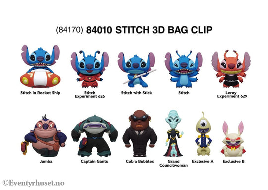 Lilo & Stitch 3D Foam Bag Clips Stitch in Space Display (24) Fashion & Accessories
