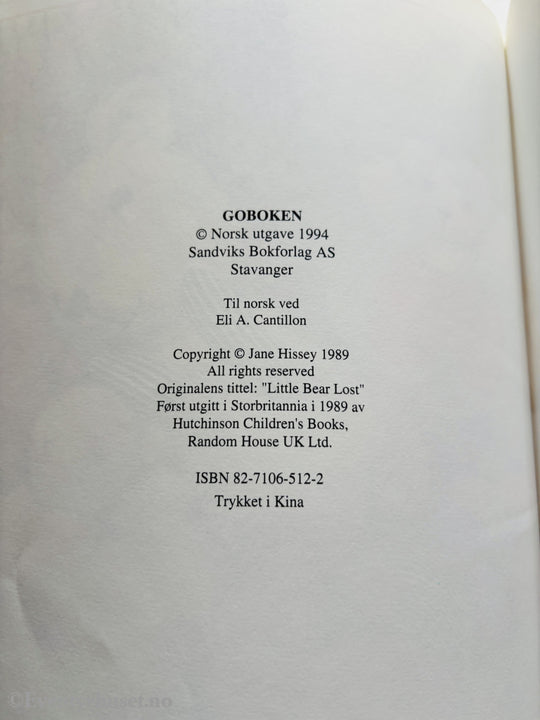 Liten bjørn forsvunnet. 1998. Barnebok.