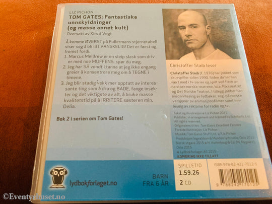 Liz Pichon. Tom Gates: Fantastiske unnskyldninger (og masse annet kult). 2012. Lydbok på CD.