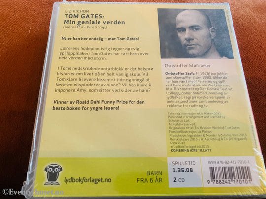 Liz Pichon. Tom Gates: Min geniale verden. 2011. Lydbok på CD. Ny i plast!
