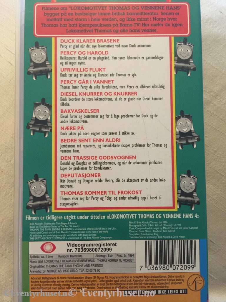Lokmotivet Thomas. Thomas Kommer Til Frokost. 1994. Vhs. Vhs