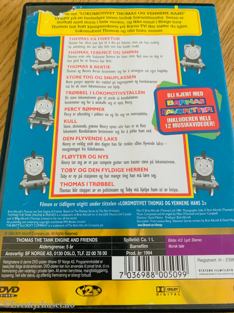 Lokomotivet Thomas og vennene hans: Thomas i trøbbel (2003). DVD. Liten rift i omslag.