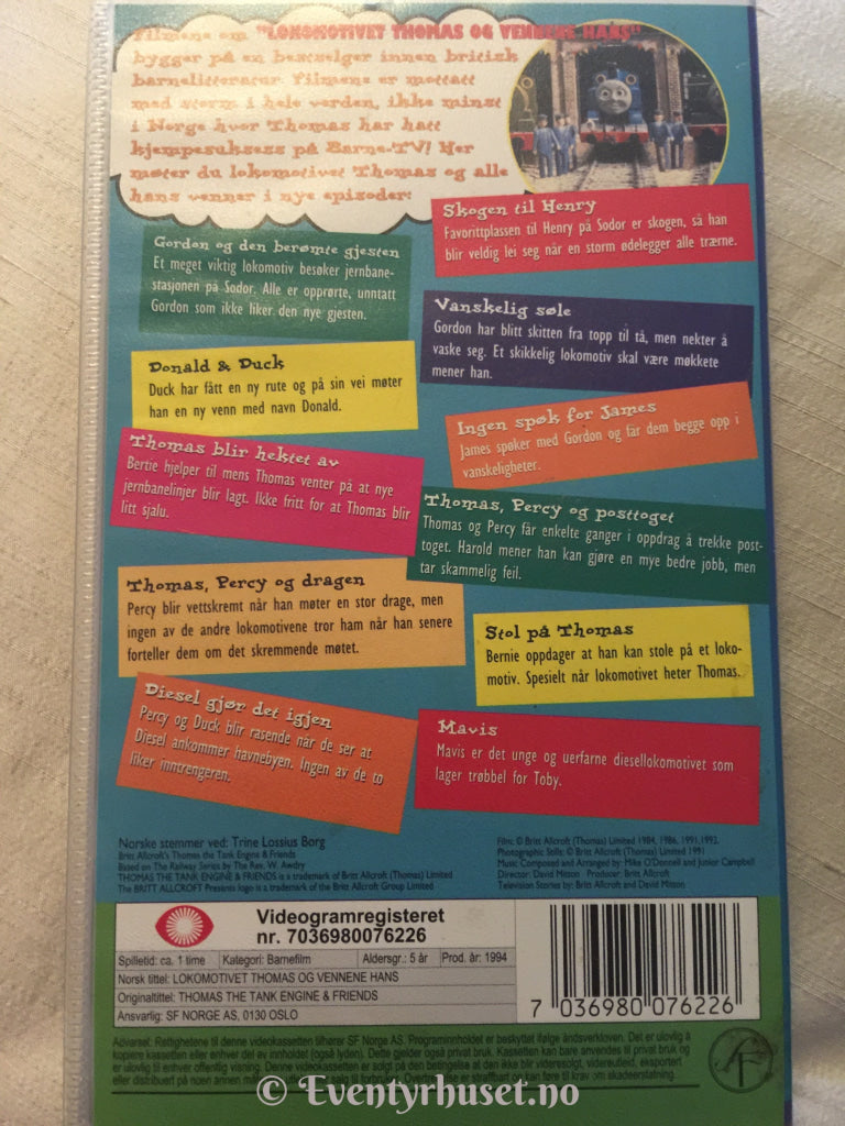 Lokmotivet Thomas. Thomas Percy Og Posttoget. 1994. Vhs. Vhs