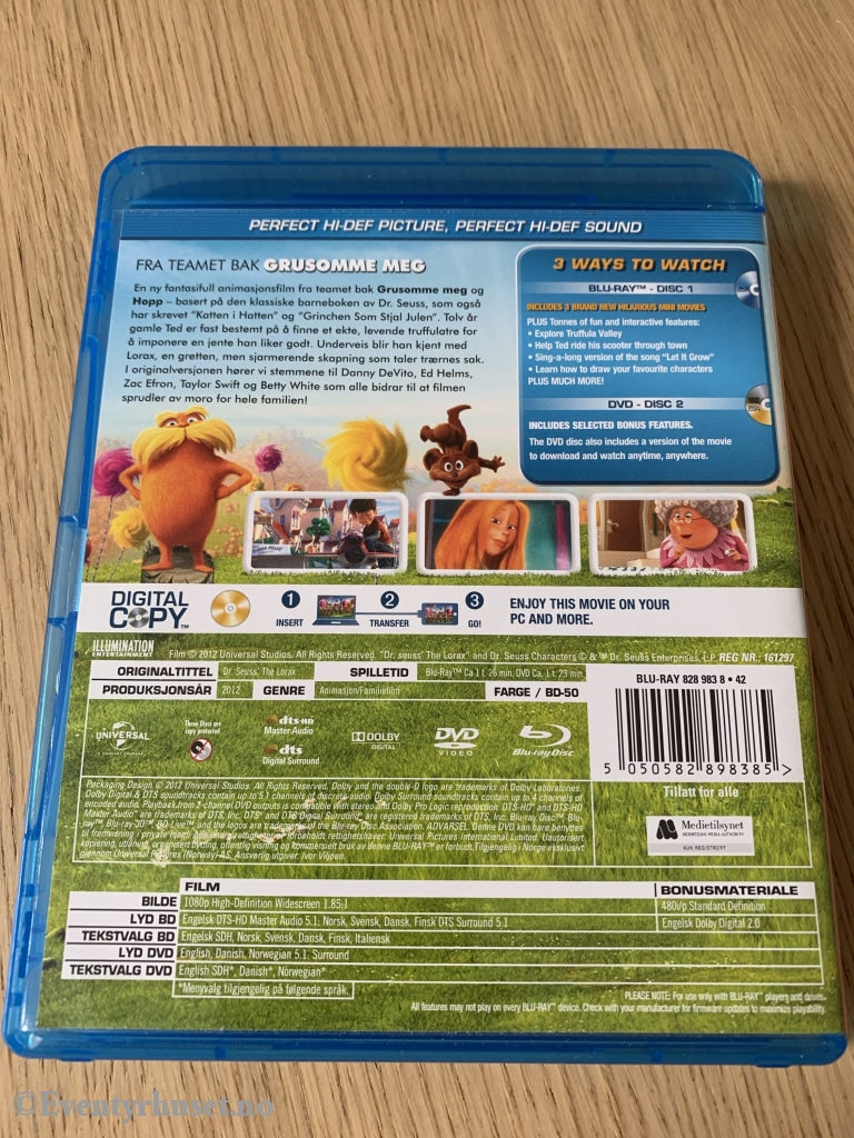Lorax - Skogens Vokter. Blu-Ray + Dvd. Blu-Ray Disc