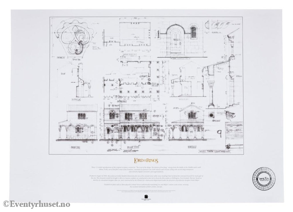 Lord of the Rings Blueprint Art Print The Courtyard of Minas Tirith 59 x 42 cm Home & Gifts