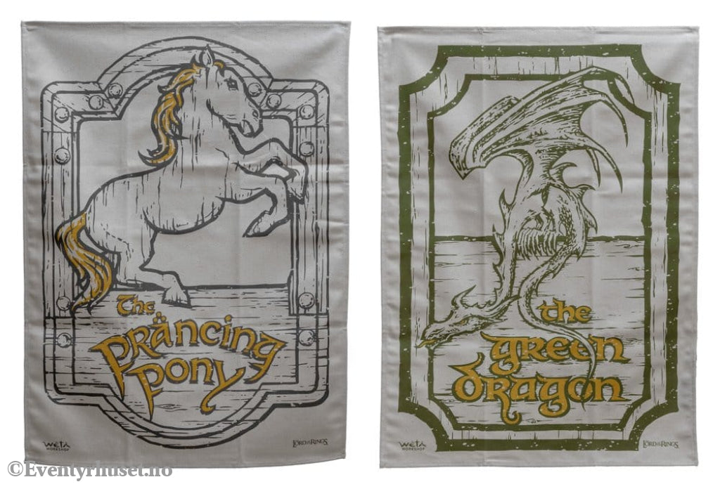 Lord of the Rings Tea Towel 2-Pack Green Dragon & Prancing Pony 69 cm Home & Gifts
