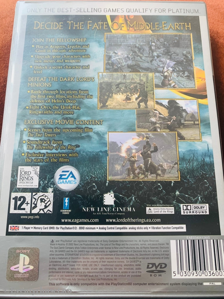 Lord Of The Rings - The Two Towers (Ringenes Herre). Ps2. Ps2