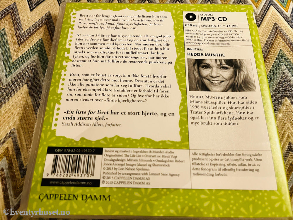 Lori Nelson Spielman. En Liste For Livet. Lydbok På Mp3-Cd.