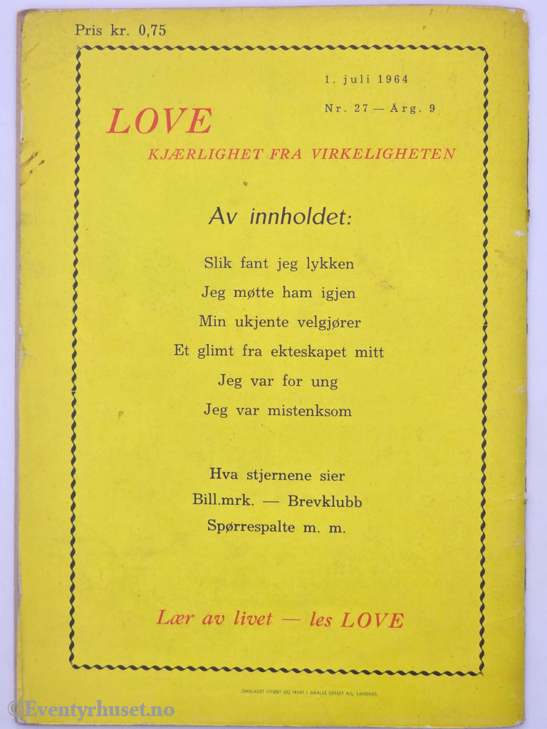 Love – Kjærlighet fra virkeligheten. 1964. Hefte.
