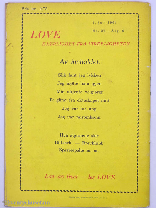 Love – Kjærlighet fra virkeligheten. 1964. Hefte.