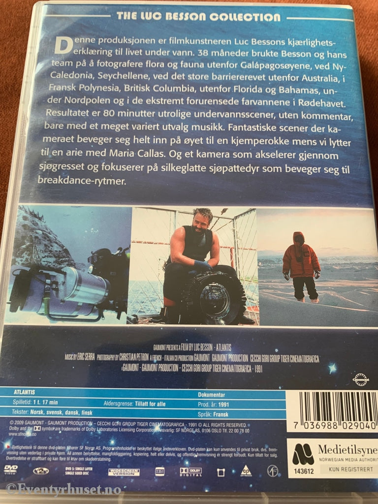 Luc Besson Collection: Atlantis. 1991. Dvd. Ny I Plast! Dvd