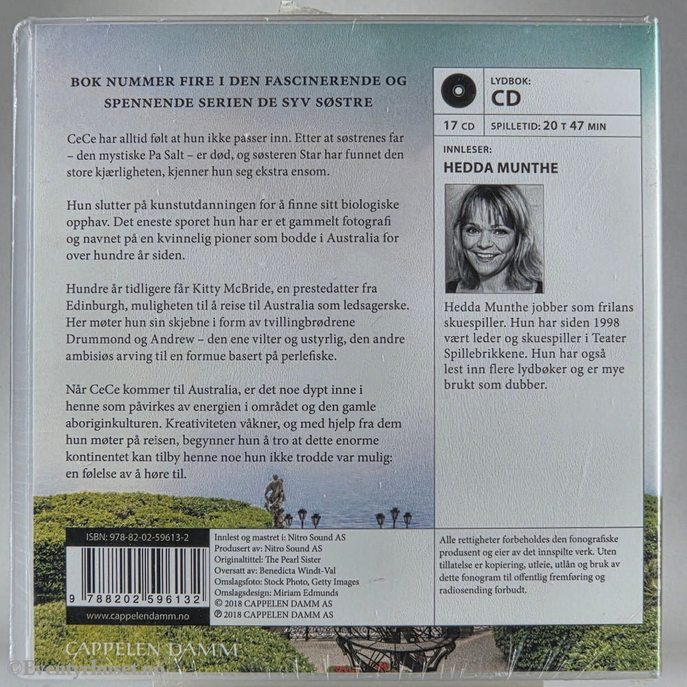 Lucinda Riley (2016). Perlesøsteren. Lydbok på CD. Ny i plast!