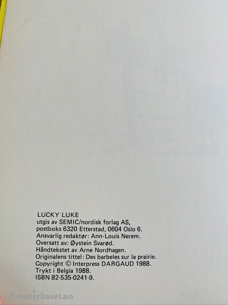 Lucky Luke 28. Piggtråd På Prærien. 1988. Tegneseriealbum