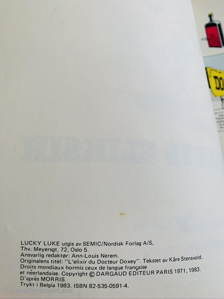 Lucky Luke 42. Doc Doxeys Eliksir. 1983. Tegneseriealbum