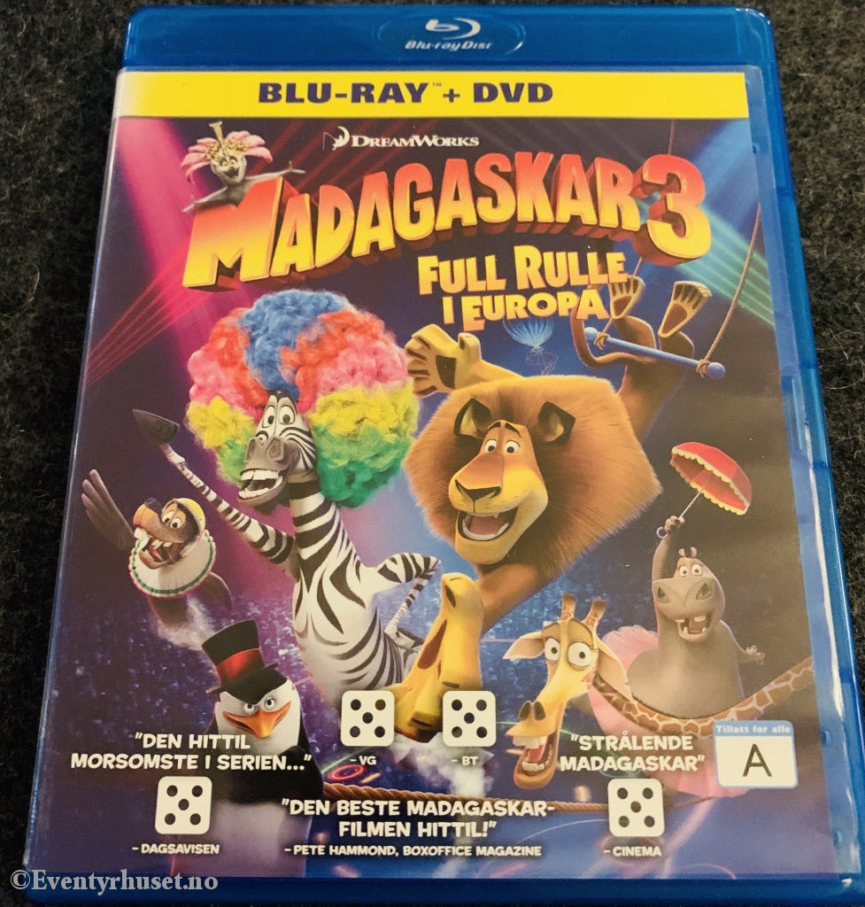 Madagaskar 3. Full Rulle I Europa. 2012. Dvd + Blu-Ray. Blu-Ray Disc