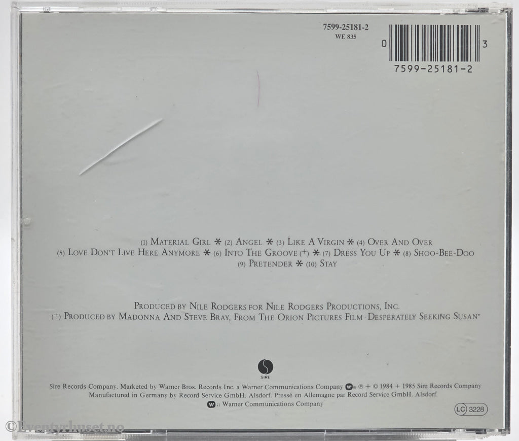 Madonna. 1984. Like A Virgin. CD.